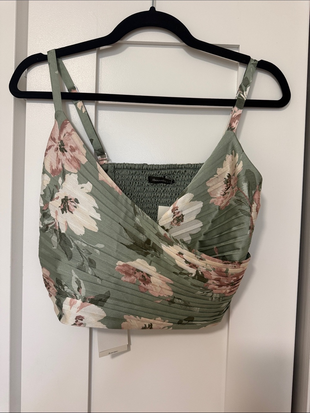 Abercrombie & Fitch Green Floral  Crop top WITH matching pleated layered skirt